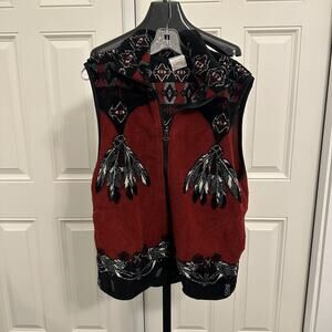 Mens MILTON CANADA FUNWEAR Multicolor Vintage Native Print Fleece Vest Small